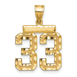 14k Yellow Gold Medium Diamond-Cut Number 33 Pendant