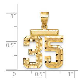 14k Yellow Gold Medium Diamond-Cut Number 35 Pendant