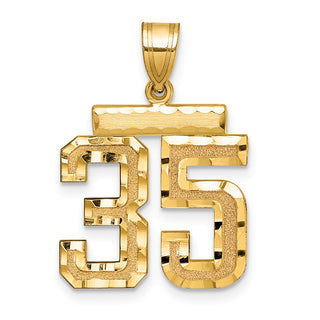 14k Yellow Gold Medium Diamond-Cut Number 35 Pendant
