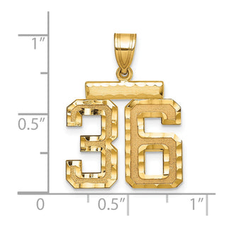 14k Yellow Gold Medium Diamond-Cut Number 36 Charm