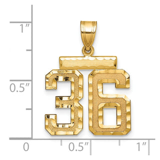 14k Yellow Gold Medium Diamond-Cut Number 36 Charm
