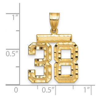 14k Yellow Gold Medium Diamond-Cut Number 38 Charm