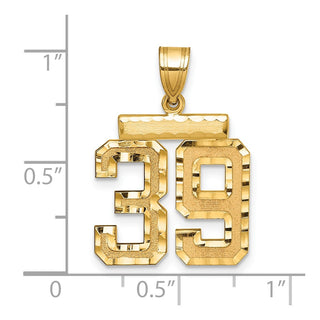 14k Yellow Gold Medium Diamond-Cut Number 39 Charm