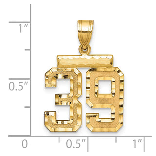 14k Yellow Gold Medium Diamond-Cut Number 39 Charm
