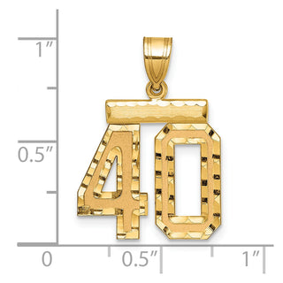 14k Yellow Gold Medium Diamond-Cut Number 40 Charm