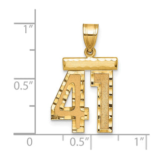 14k Yellow Gold Medium Diamond-Cut Number 41 Charm