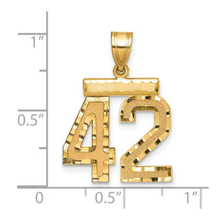 14k Yellow Gold Medium Diamond-Cut Number 42 Charm