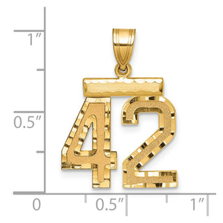 14k Yellow Gold Medium Diamond-Cut Number 42 Charm