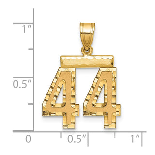 14k Yellow Gold Medium Diamond-Cut Number 44 Charm