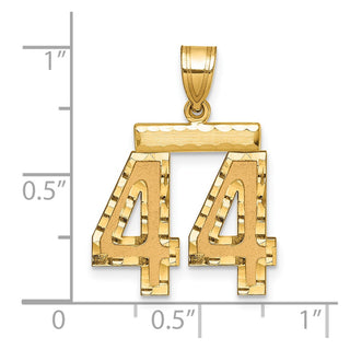 14k Yellow Gold Medium Diamond-Cut Number 44 Charm