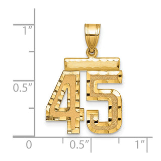 14k Yellow Gold Medium Diamond-Cut Number 45 Charm