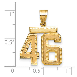 14k Yellow Gold Medium Diamond-Cut Number 46 Charm