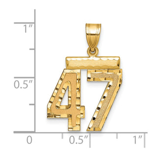 14k Yellow Gold Medium Diamond-Cut Number 47 Charm