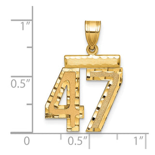 14k Yellow Gold Medium Diamond-Cut Number 47 Charm