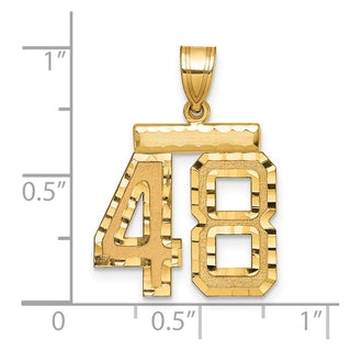 14k Yellow Gold Medium Diamond-Cut Number 48 Charm