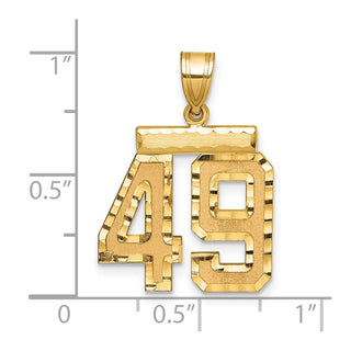 14k Yellow Gold Medium Diamond-Cut Number 49 Charm
