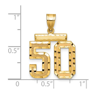 14k Yellow Gold Medium Diamond-Cut Number 50 Charm