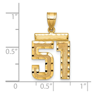 14k Yellow Gold Medium Diamond-Cut Number 51 Charm