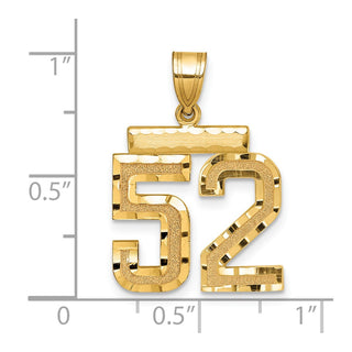 14k Yellow Gold Medium Diamond-Cut Number 52 Charm