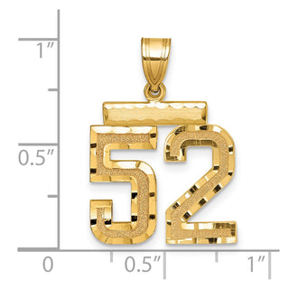 14k Yellow Gold Medium Diamond-Cut Number 52 Charm