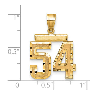 14k Yellow Gold Medium Diamond-Cut Number 54 Charm