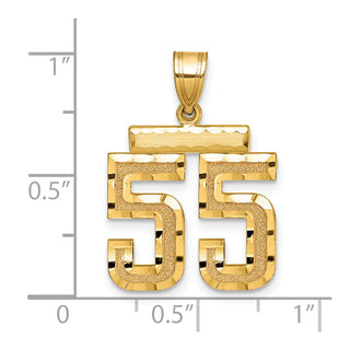 14k Yellow Gold Medium Diamond-Cut Number 55 Charm
