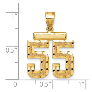 14k Yellow Gold Medium Diamond-Cut Number 55 Charm