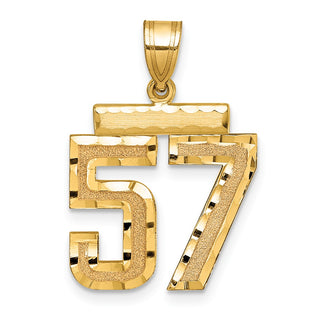 14k Yellow Gold Medium Diamond-Cut Number 57 Charm