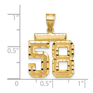 14k Yellow Gold Medium Diamond-cut Number 58 Charm MN58