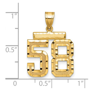 14k Yellow Gold Medium Diamond-cut Number 58 Charm MN58