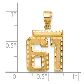 14k Yellow Gold Medium Diamond-Cut Number 61 Charm