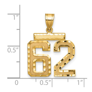 14k Yellow Gold Medium Diamond-Cut Number 62 Charm