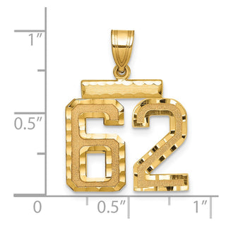14k Yellow Gold Medium Diamond-Cut Number 62 Charm