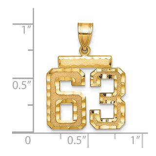 14k Yellow Gold Medium Diamond-Cut Number 63 Charm