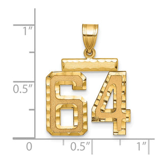 14k Yellow Gold Medium Diamond-Cut Number 64 Charm