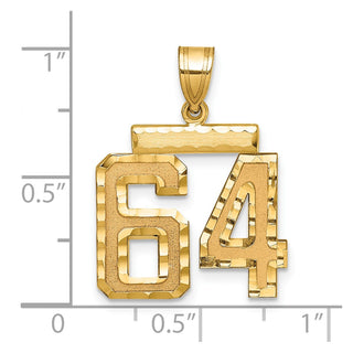 14k Yellow Gold Medium Diamond-Cut Number 64 Charm