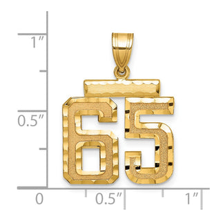 14k Yellow Gold Medium Diamond-Cut Number 65 Charm