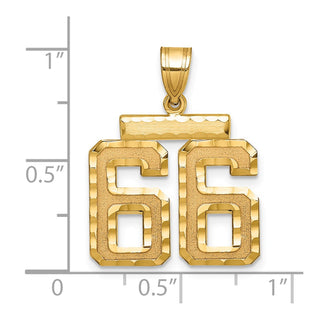 14k Yellow Gold Medium Diamond-Cut Number 66 Charm