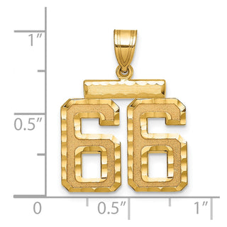 14k Yellow Gold Medium Diamond-Cut Number 66 Charm