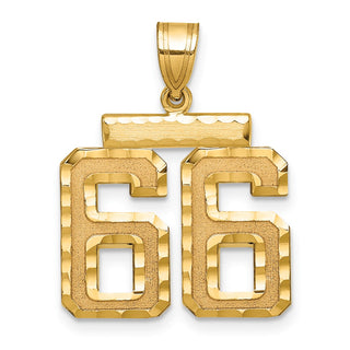 14k Yellow Gold Medium Diamond-Cut Number 66 Charm