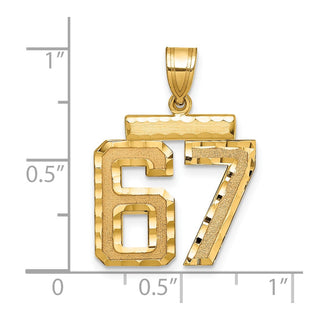 14k Yellow Gold Medium Diamond-Cut Number 67 Charm