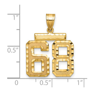 14k Yellow Gold Medium Diamond-Cut Number 68 Charm