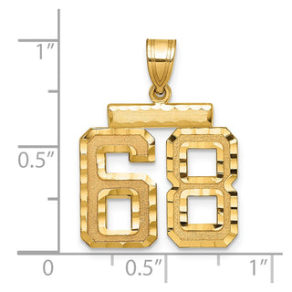 14k Yellow Gold Medium Diamond-Cut Number 68 Charm