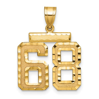 14k Yellow Gold Medium Diamond-Cut Number 68 Charm