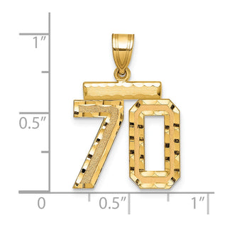 14k Yellow Gold Medium Diamond-Cut Number 70 Charm