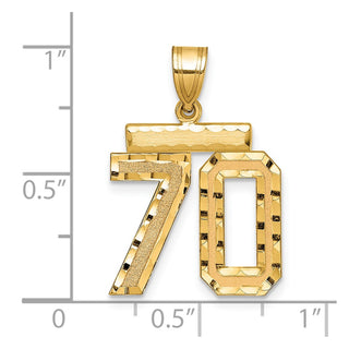 14k Yellow Gold Medium Diamond-Cut Number 70 Charm
