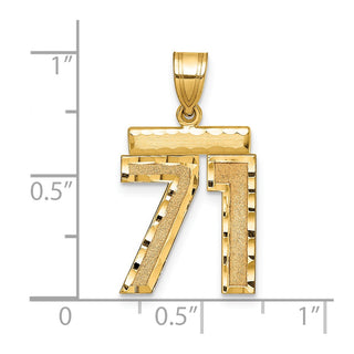 14k Yellow Gold Medium Diamond-Cut Number 71 Charm