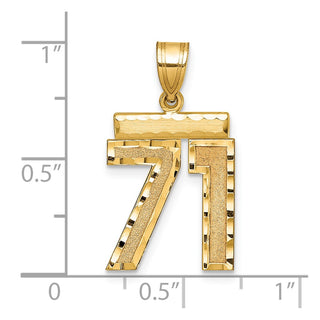 14k Yellow Gold Medium Diamond-Cut Number 71 Charm