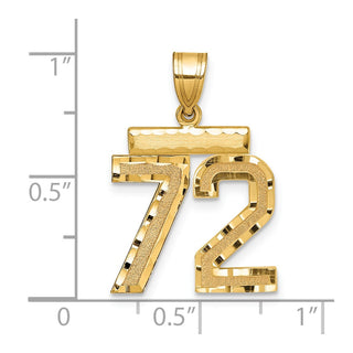 14k Yellow Gold Medium Diamond-Cut Number 72 Charm