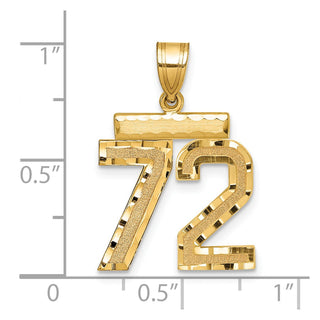 14k Yellow Gold Medium Diamond-Cut Number 72 Charm